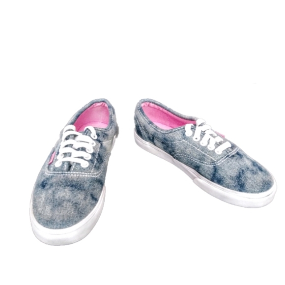 blue jean vans with patches